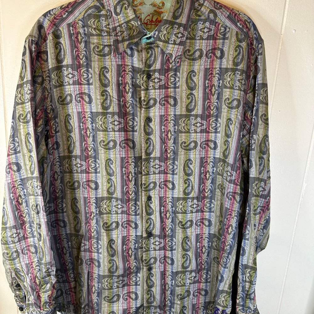 ROBERT GRAHAM Multicolored Paisley Hawaiian Long Sleeve Button Up Medium Shirt